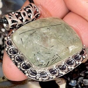 Moss Prehnite Pendant 1 1/2”x1 1/2”